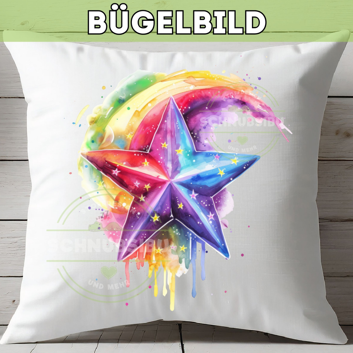 Bügelbild Regenbogenstern